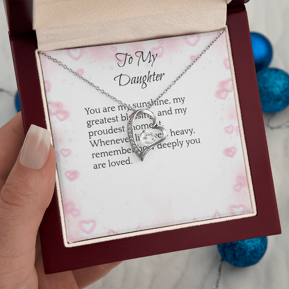 To My Daughter — Forever Love Heart Necklace Gift
