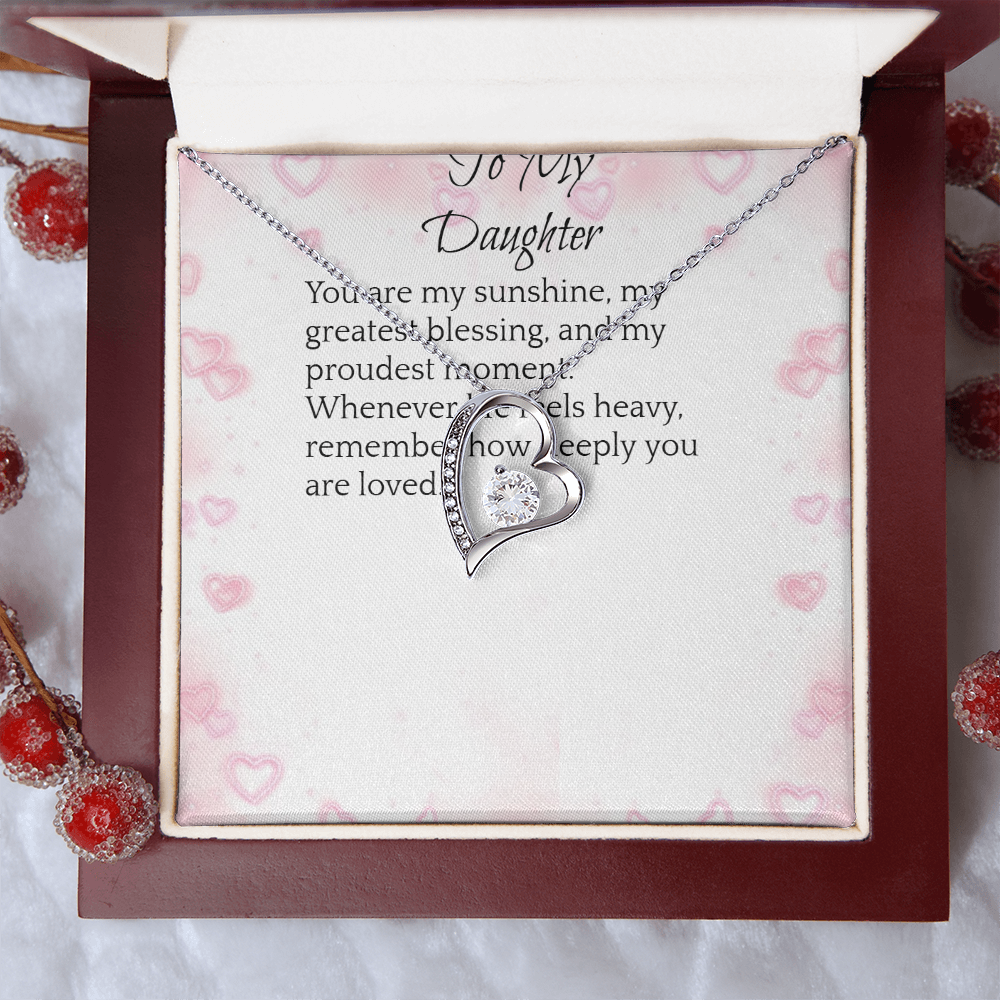 To My Daughter — Forever Love Heart Necklace Gift