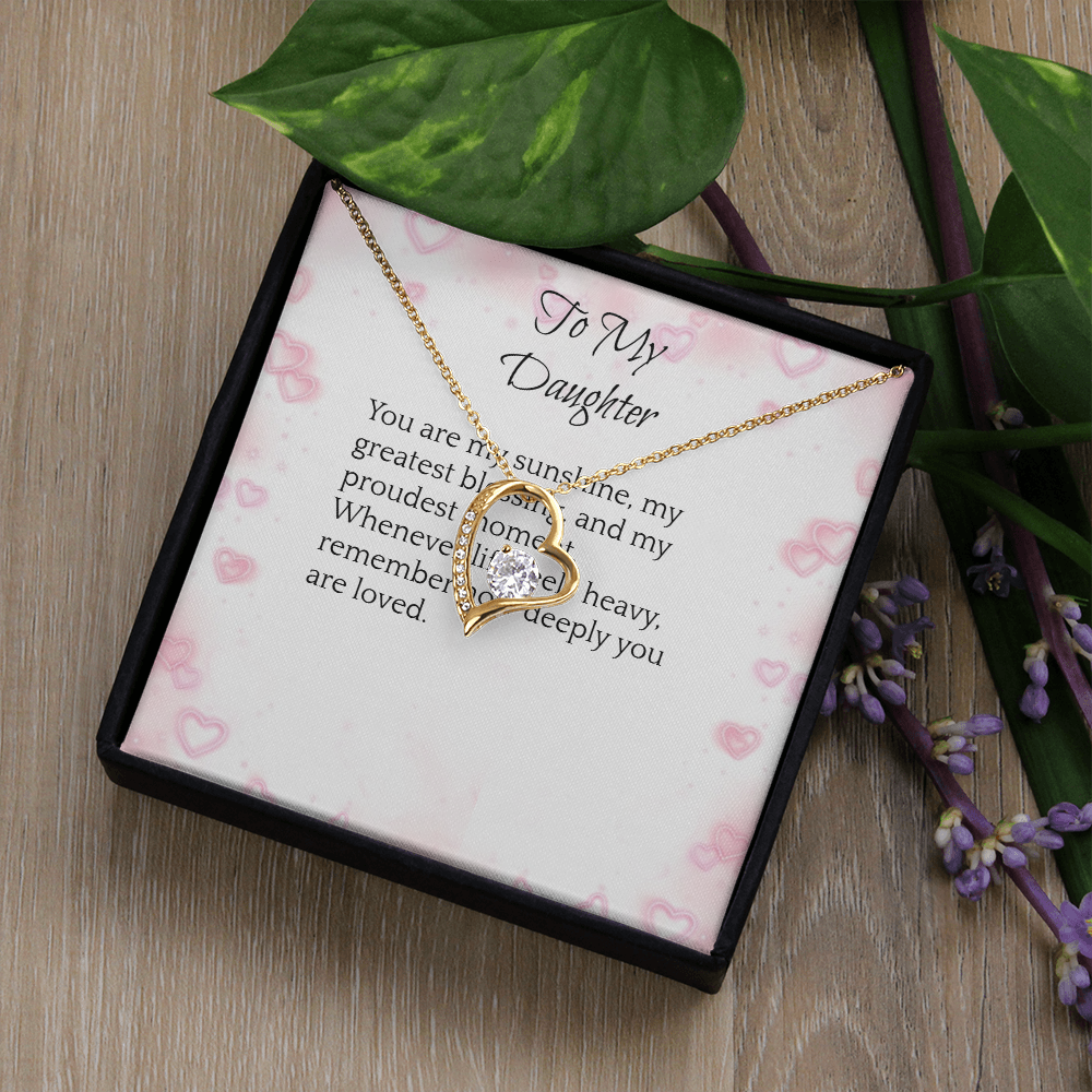 To My Daughter — Forever Love Heart Necklace Gift